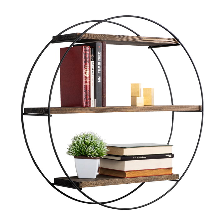 Hanah Home Estantería de Pared Tulipa Negro y Nogal Hanah Home Estantería de Pared Tulipa Negro y Nogal